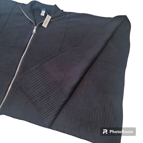 Apt. 9 Black Acrylic Poncho Cape With Zipper Front womens one size new - Picture 8 of 10
